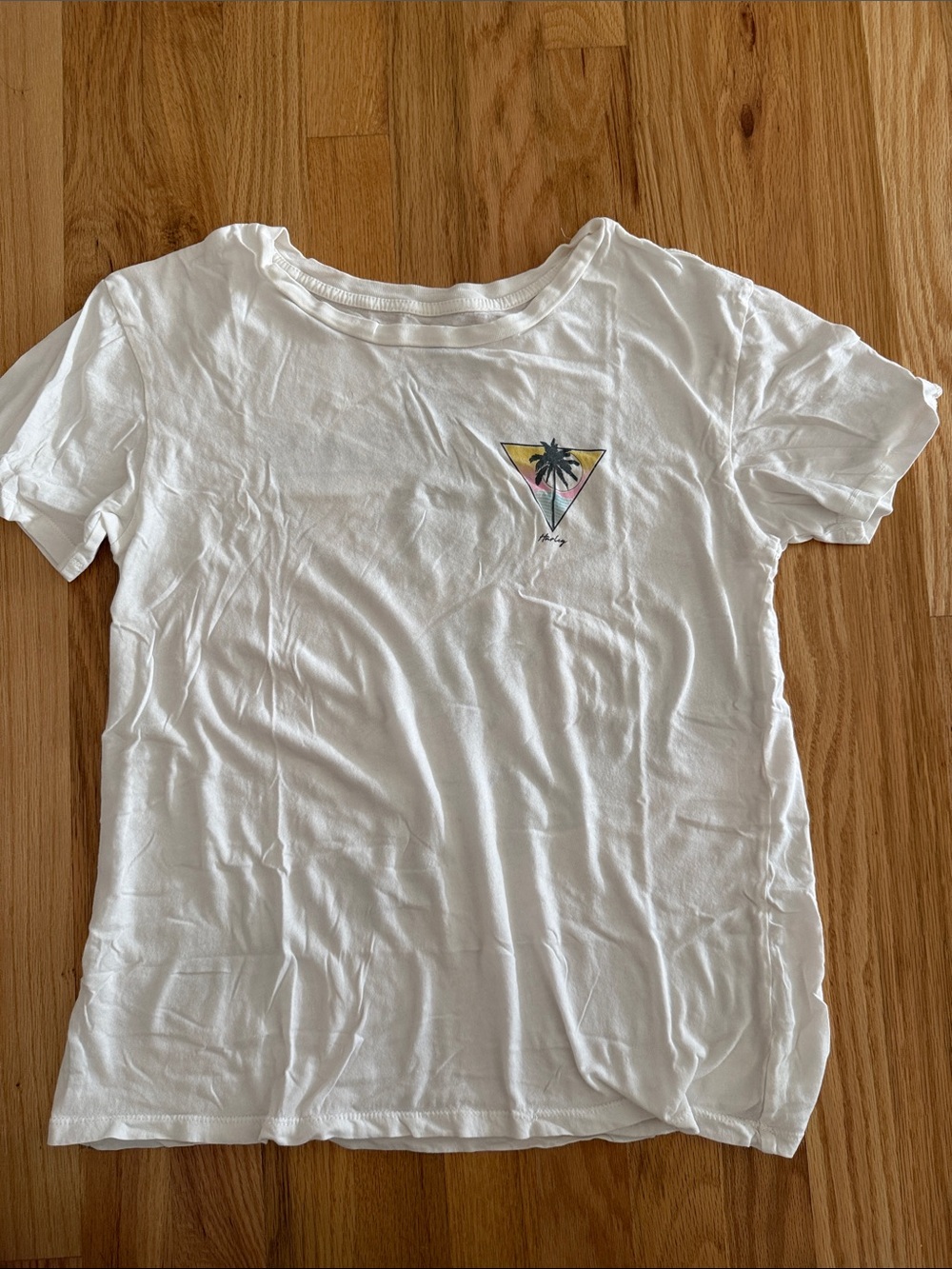 Hurley White Tee with Palm Triangle Graphic